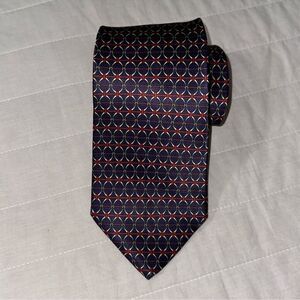 BILL BLASS Navy Burgundy Ivory Tie